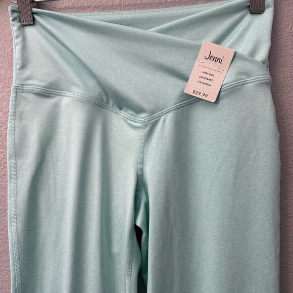 NWT Leggings High Rise Crossband 7/8th Length Aqua Gloss Color Small JENNI SMALL - Picture 3 of 8